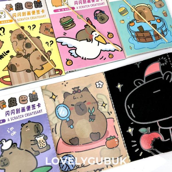 Mainan DIY scratch capybara gambar, Mainan gosok gambar warna warni - Image 7