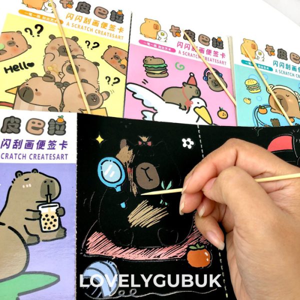 Mainan DIY scratch capybara gambar, Mainan gosok gambar warna warni - Image 8