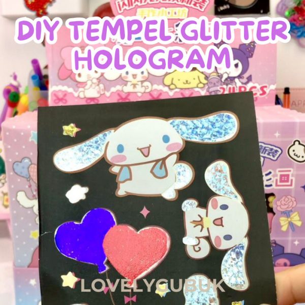 Mainan kerajinan tangan DIY Tempel Glitter Hologram, Art and Craft tempel anak