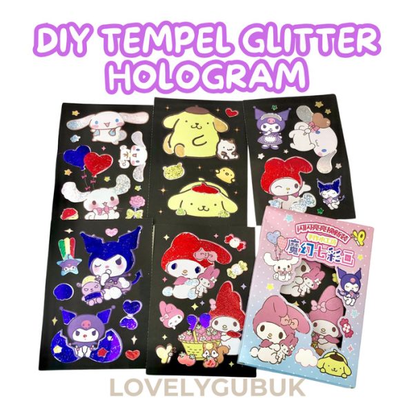 Mainan kerajinan tangan DIY Tempel Glitter Hologram, Art and Craft tempel anak - Image 5