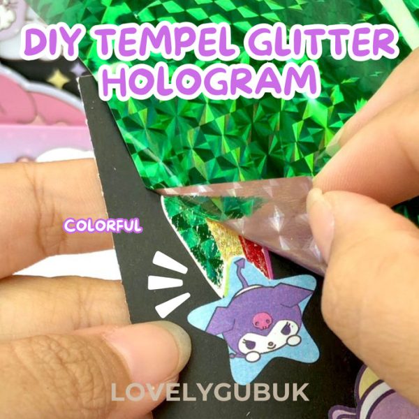 Mainan kerajinan tangan DIY Tempel Glitter Hologram, Art and Craft tempel anak - Image 7