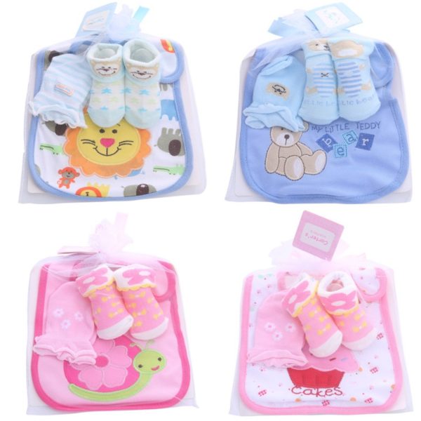 [LOGU] Slabber set sarung tangan sarung kaki bayi, Newborn set unisex 3 in 1