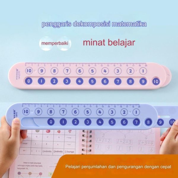 Penggaris alat berhitung 2 in 1, Alat bantu hitung matematika 1-20