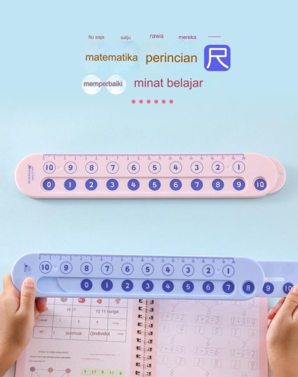 Penggaris alat berhitung 2 in 1, Alat bantu hitung matematika 1-20 - Image 2