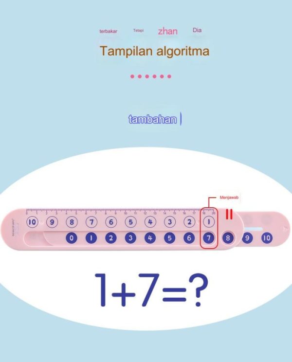 Penggaris alat berhitung 2 in 1, Alat bantu hitung matematika 1-20 - Image 4