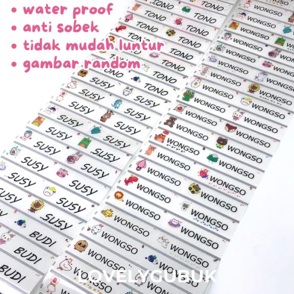 Stiker nama custom, Stiker Label sekolah nama, Stiker Label Brand - Image 4