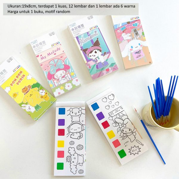 [LOGU] Buku gambar mewarnai travel, Pocket coloring book, Buka gambar cat 2 in 1