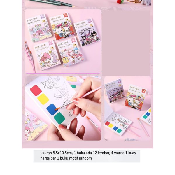 [LOGU] Buku gambar mewarnai travel, Pocket coloring book, Buka gambar cat 2 in 1 - Image 2