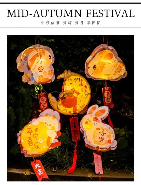 Lantern DIY jade bunny anak, Mainan lampion lampu mooncake festival