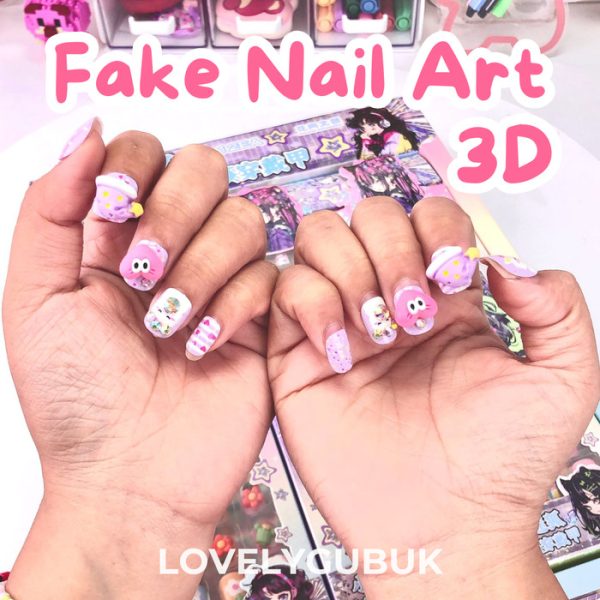 Mainan Kuku palsu 3D kartun, Fake 3D Nail Art