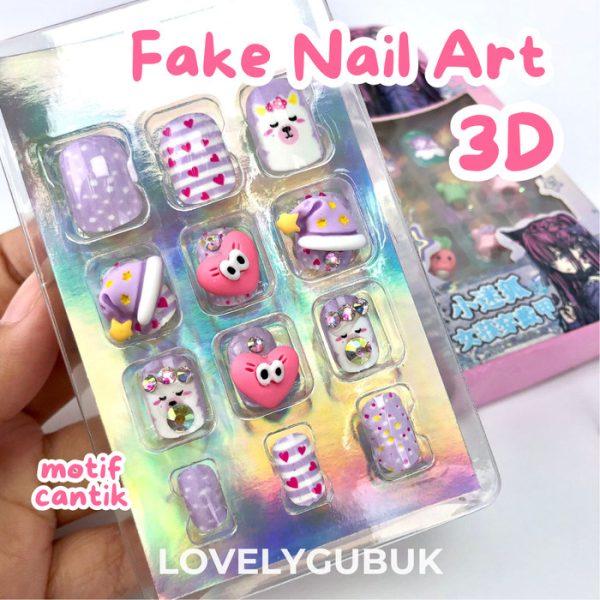 Mainan Kuku palsu 3D kartun, Fake 3D Nail Art - Image 4