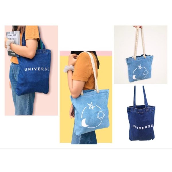 TOTE BAG Wanita Denim/Jeans, tote bag jeans stylist