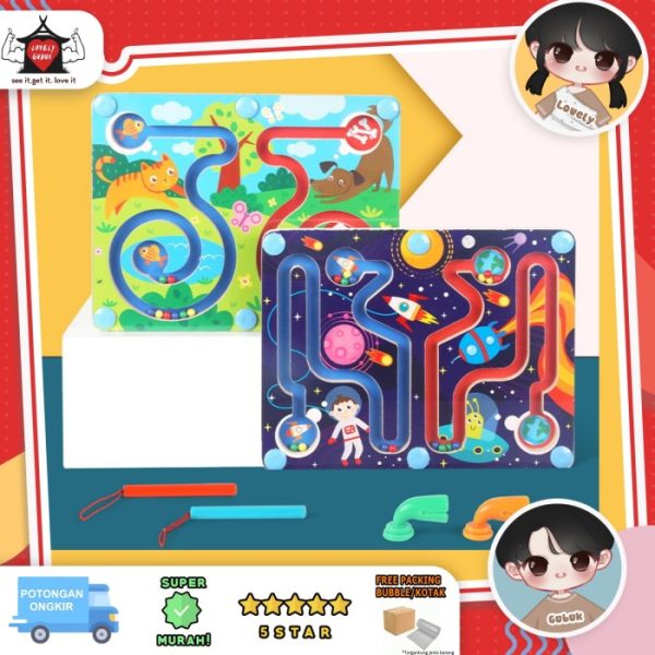 Mainan Puzzle Magnetic Bead anak, Mainan Maze labirin Toy, Maze Finger