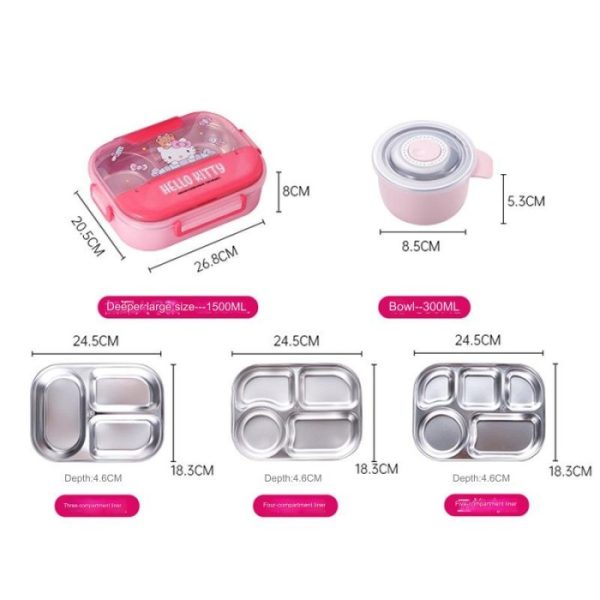 Kotak bekal makan stainless seri kartun kuromi cinnamoroll, Children stainless lunchbox - Image 2