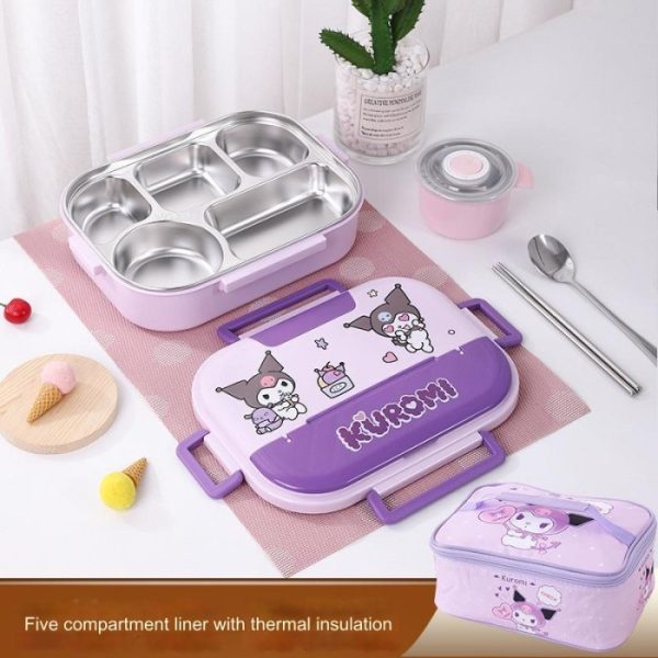 Kotak bekal makan stainless seri kartun kuromi cinnamoroll, Children stainless lunchbox - Image 6