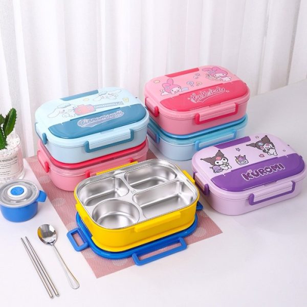 Kotak bekal makan stainless seri kartun kuromi cinnamoroll, Children stainless lunchbox - Image 7