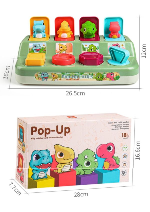 Mainan sensori motorik bayi tombol Pop Up Littles Dinosaurus - Image 2