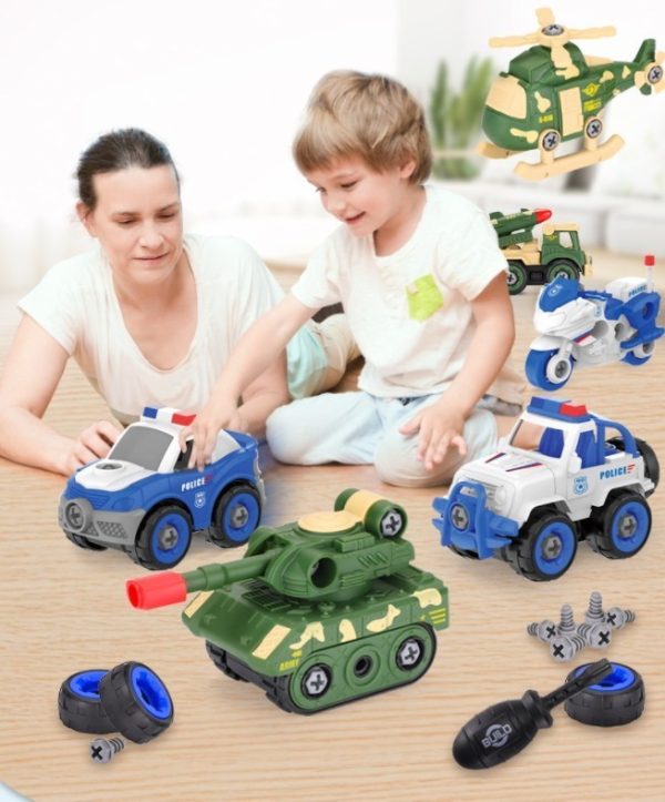 Single Pack Assemble Dinosaurus transportation, Mainan merakit mobil baut obeng anak - Image 2