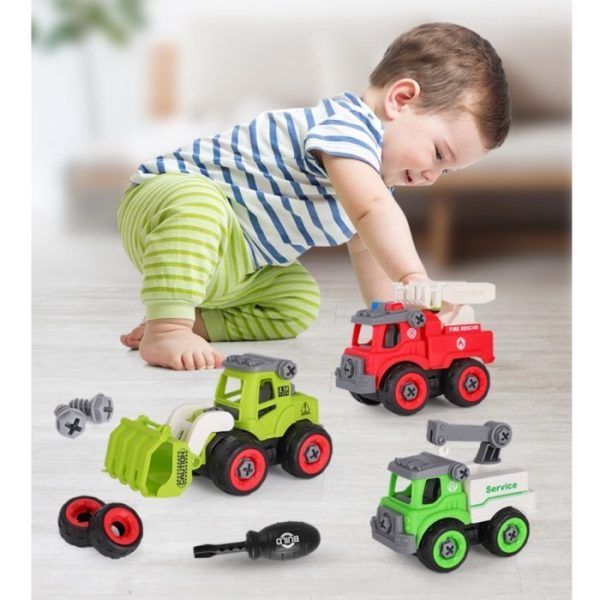 Single Pack Assemble Dinosaurus transportation, Mainan merakit mobil baut obeng anak - Image 5