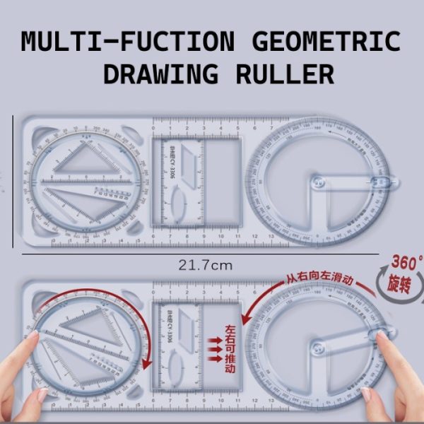 Penggaris busur derajat multifungsi, Multi function geometric ruler