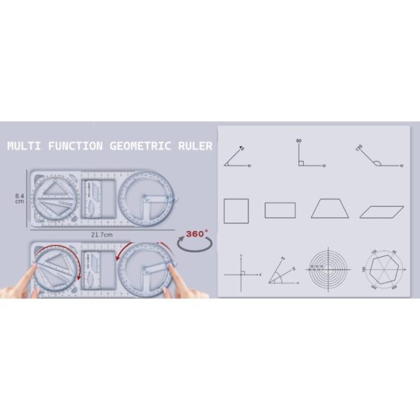 Penggaris busur derajat multifungsi, Multi function geometric ruler - Image 3