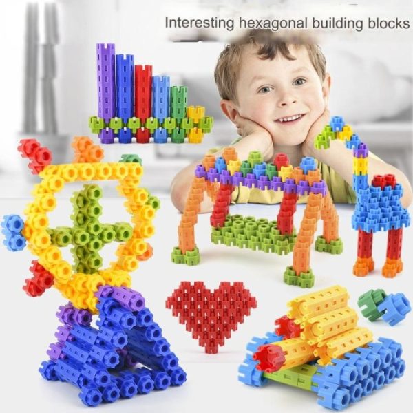 Mainan building block hexagonal, Mainan susun brick block hexagon anak