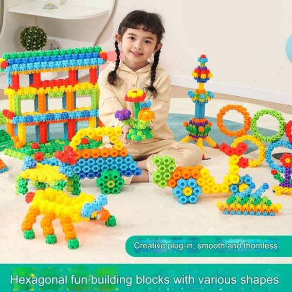 Mainan building block hexagonal, Mainan susun brick block hexagon anak - Image 7