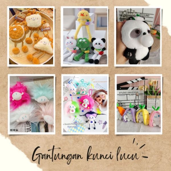 Gantungan Kunci Boneka Kawaii, Loopy, Gantungan kunci rambut meledak lucu