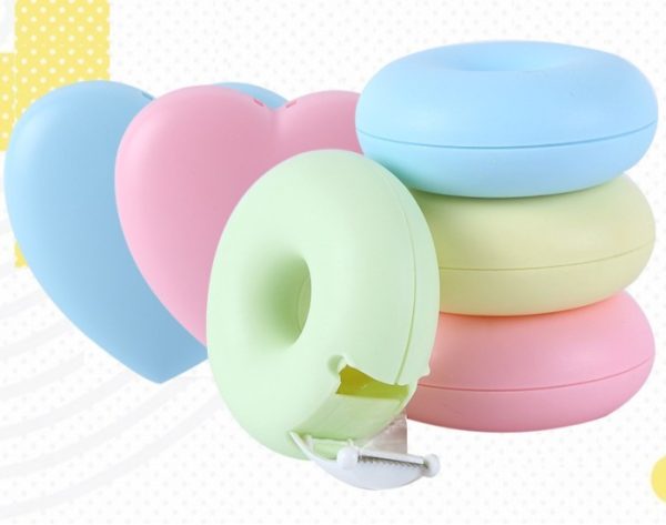 Tempat Isolasi Mini Bentuk Hati dan Bulat, Solasi Imut untuk Meja Kerja, Tape Cutter