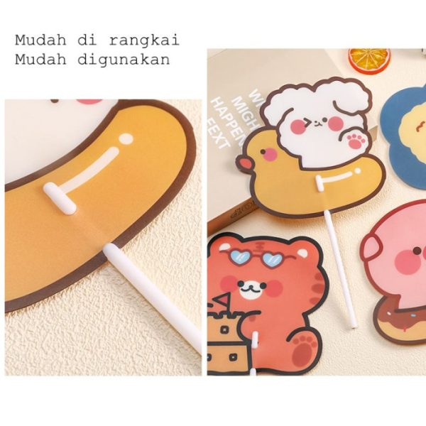 Kipas Tangan Lolipop Estetik Motif Kartun Korea, Kipas Tangan Bahan Plastik Motif Kartun , Kipas Tangan Manual - Image 4