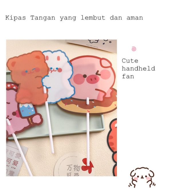 Kipas Tangan Lolipop Estetik Motif Kartun Korea, Kipas Tangan Bahan Plastik Motif Kartun , Kipas Tangan Manual - Image 5