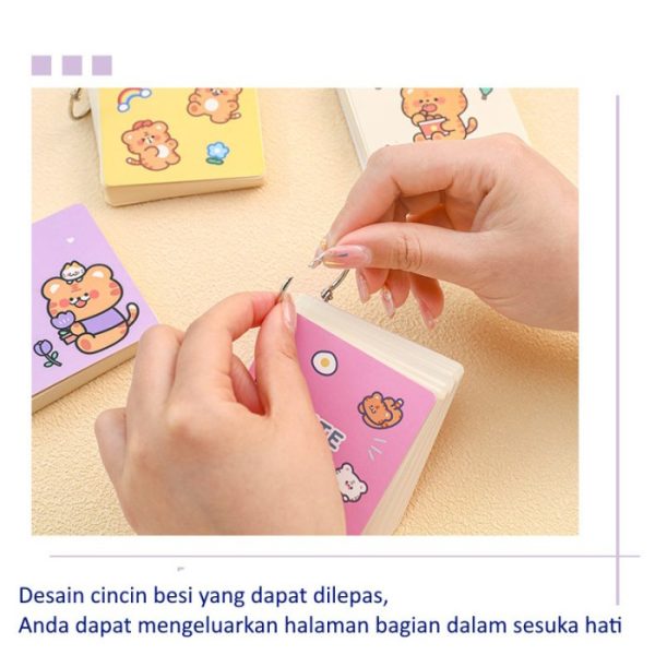 Mini NoteBook dengan Ring, 80 Sheets Memo Note Ring, Notebook Ring isi 80 Lembar - Image 2