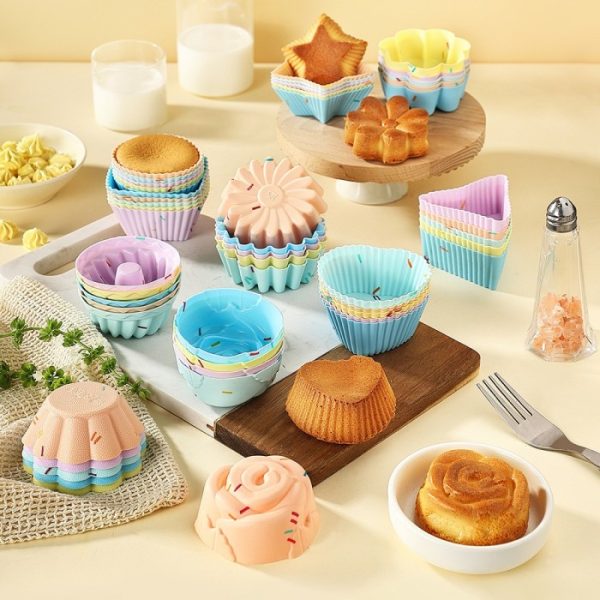 Silicon cup cake motif, Cetakan kue cupcake, Wadah bento, partisi bento