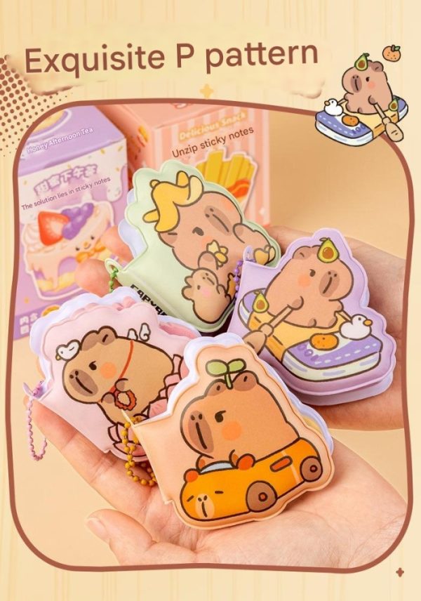 Mini memo book Capybara gantungan kunci sticky note squishy, Buku squishy kecil