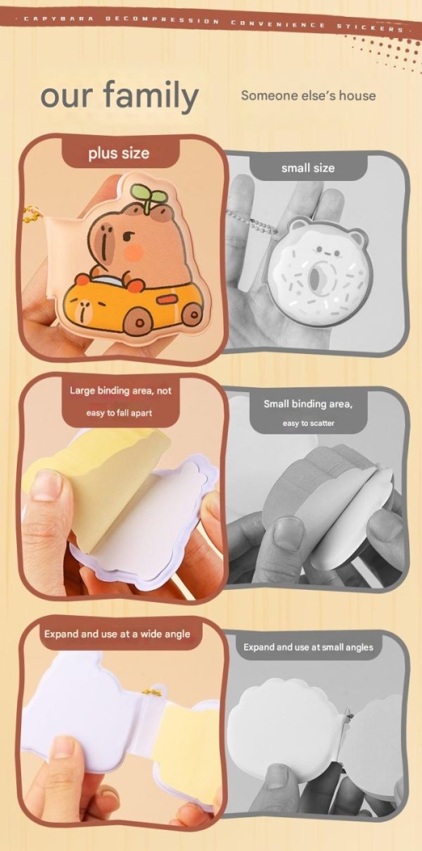 Mini memo book Capybara gantungan kunci sticky note squishy, Buku squishy kecil - Image 3