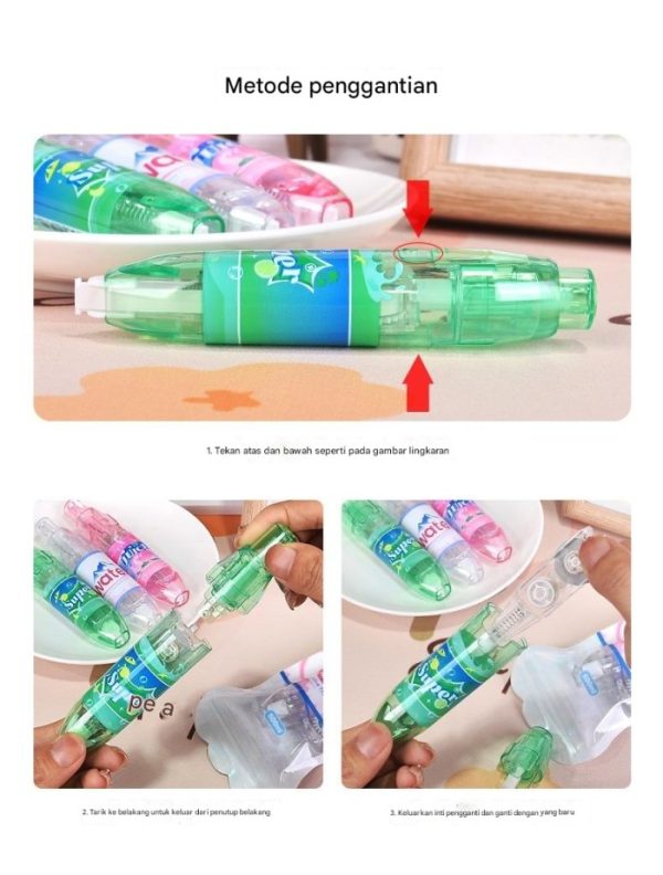 Tipex Lucu kartun tekan model minuman Tip-ex kertas roll Correction Tape - Image 2